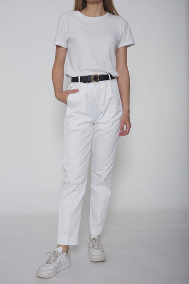 Pantalon à pinces en toile de coton blanc - Jamyas