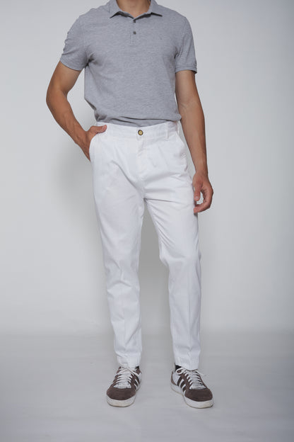 Pantalon Chino à pinces blanc