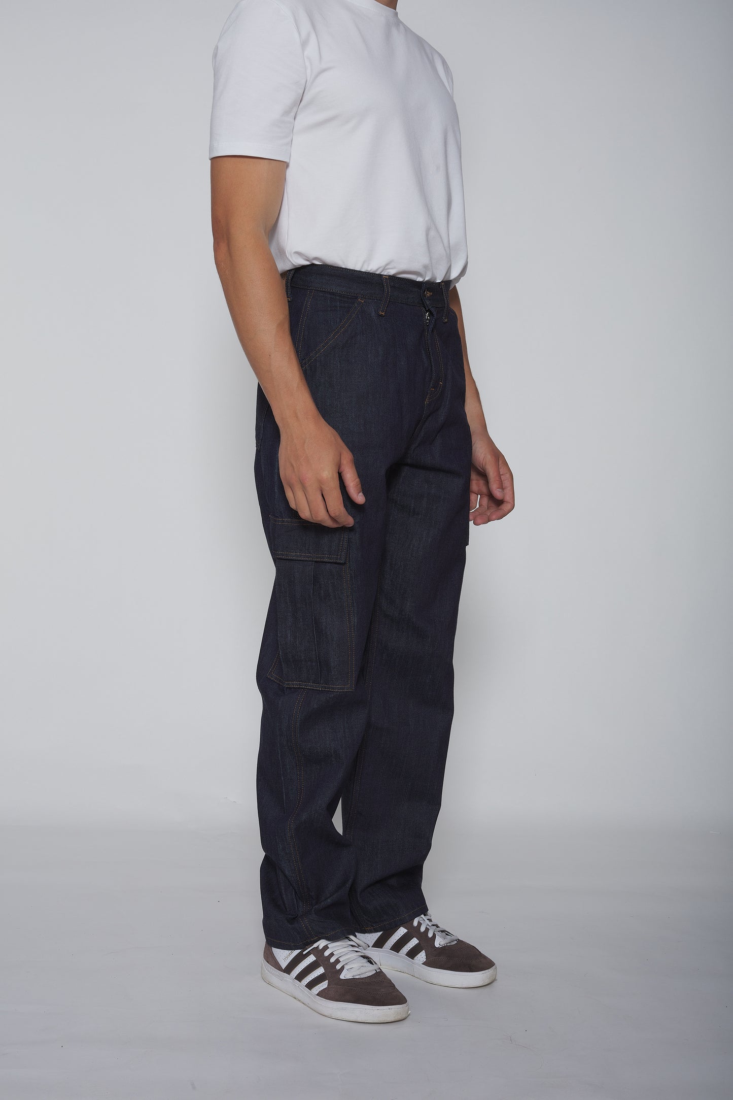 pantalon cargo jean bleu