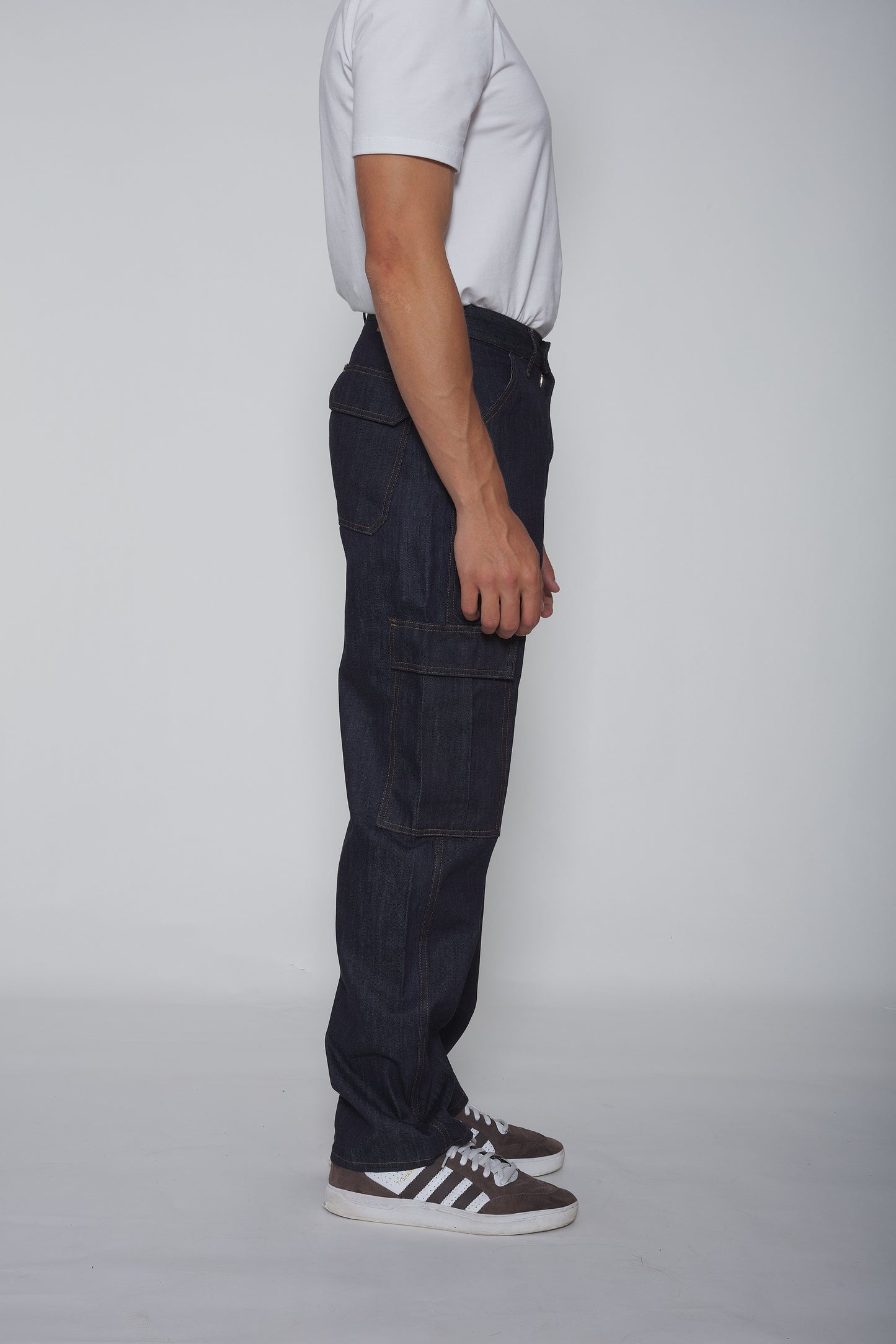 pantalon cargo jean bleu