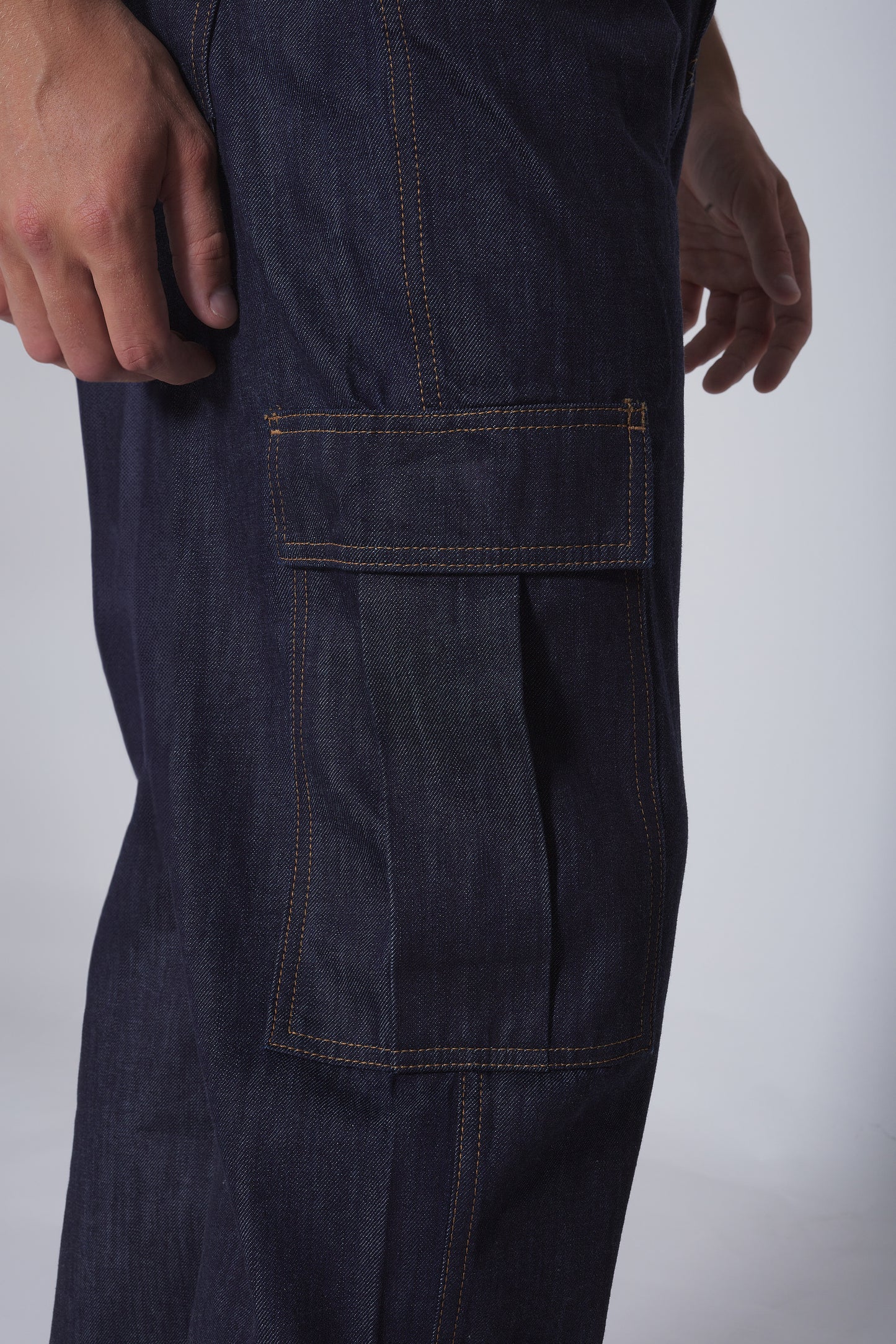 pantalon cargo jean bleu