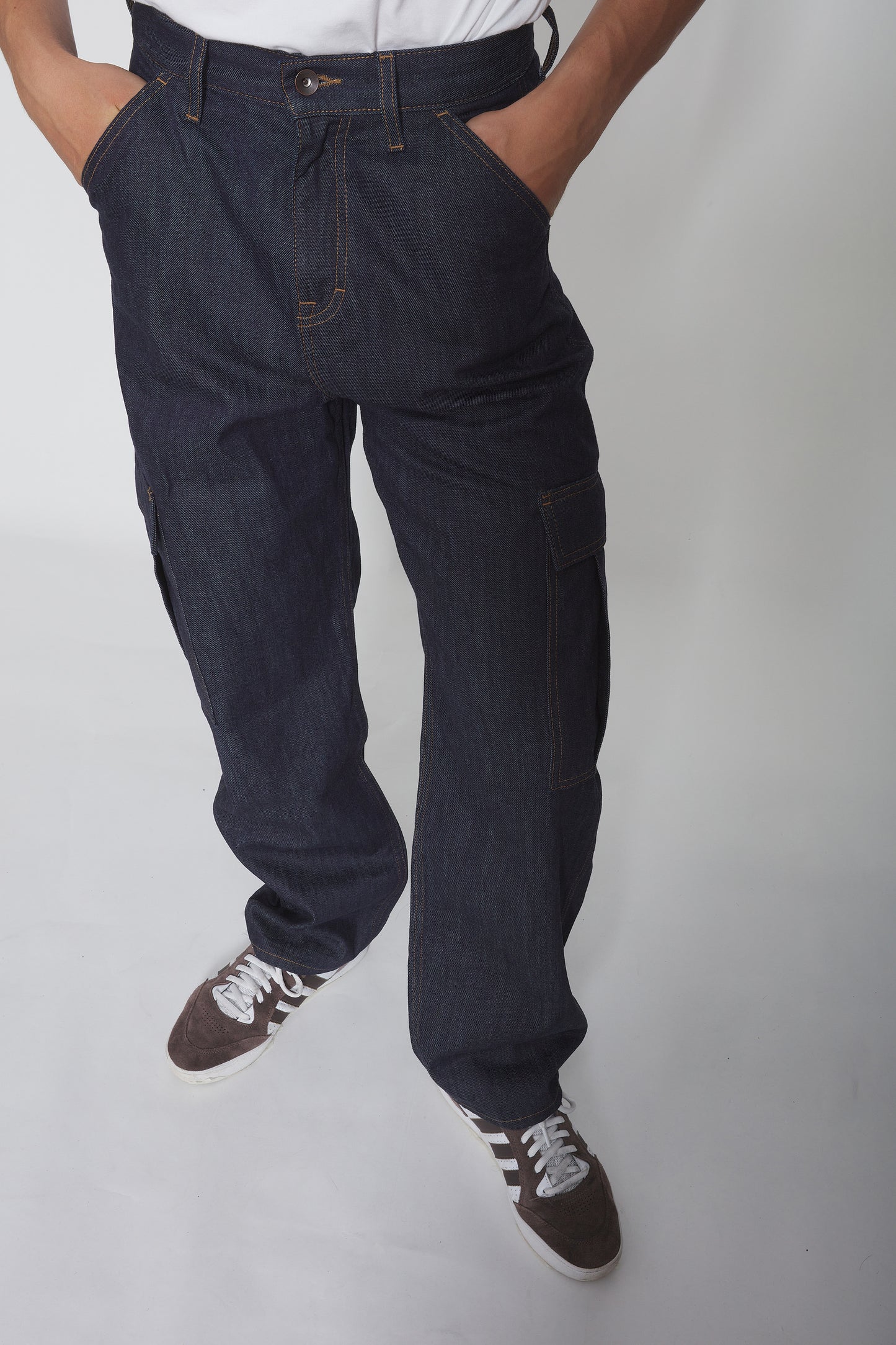 pantalon cargo jean bleu