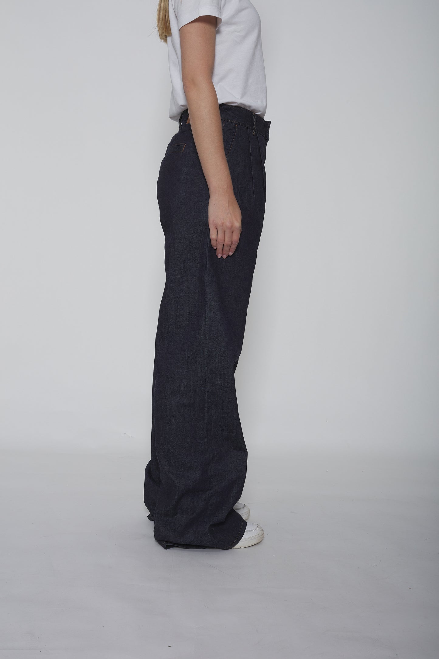 Pantalon wide leg à pinces denim 'jeans"  bleu brut