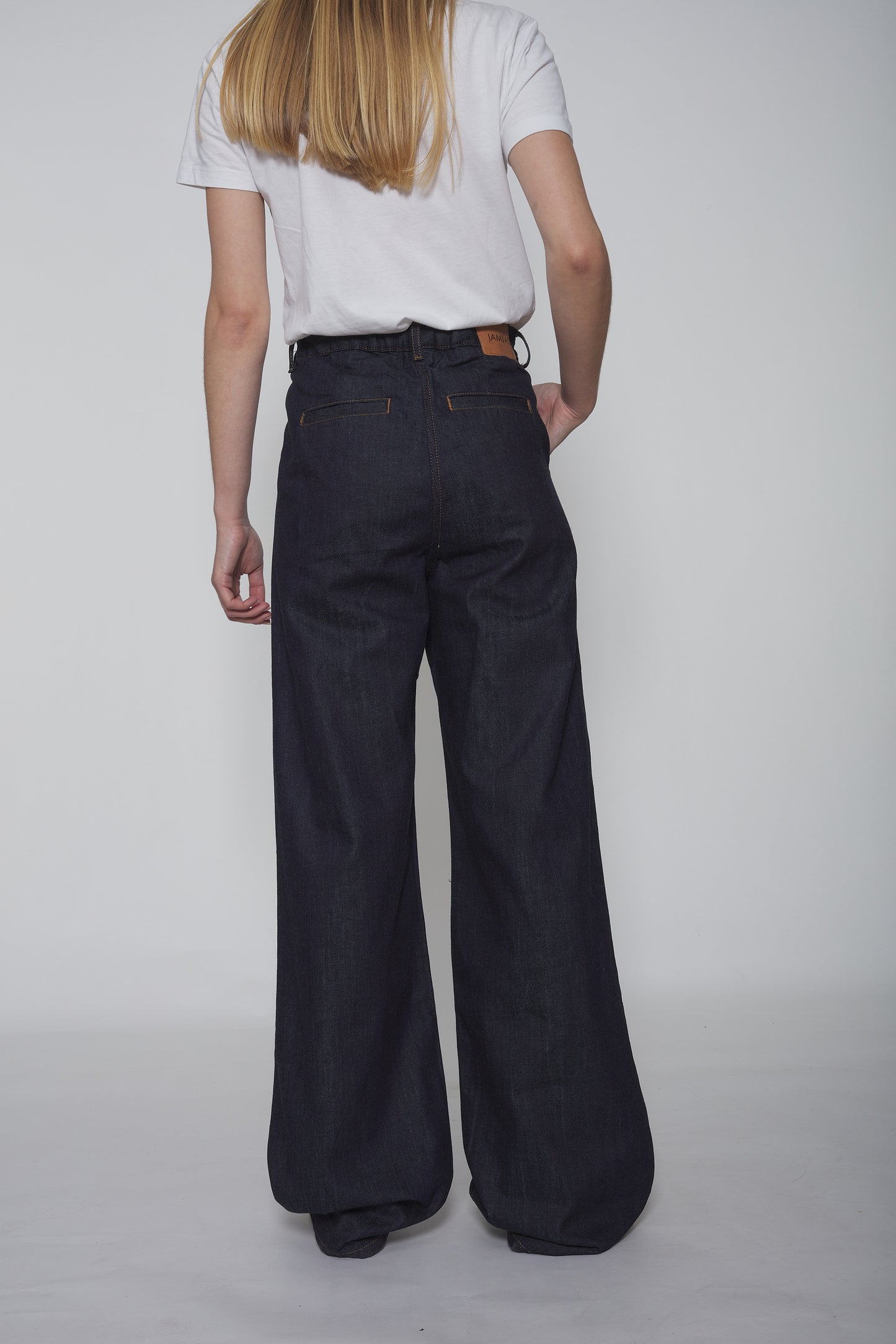 Pantalon wide leg à pinces denim 'jeans"  bleu brut