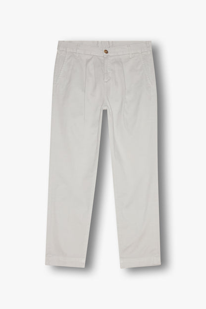 Pantalon à pinces en toile de coton blanc