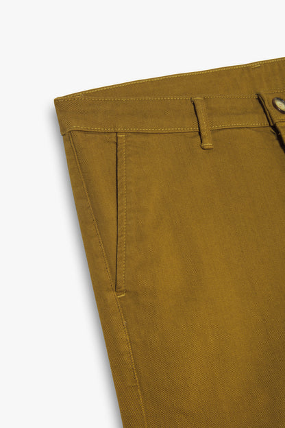 Pantalon à pinces en toile de coton vert olive