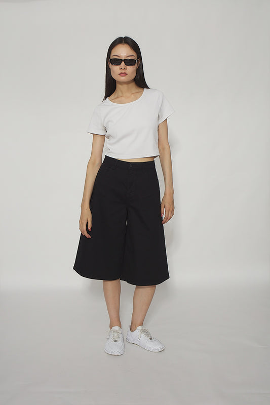 JUPE CULOTTE Bermuda Style baggy noir