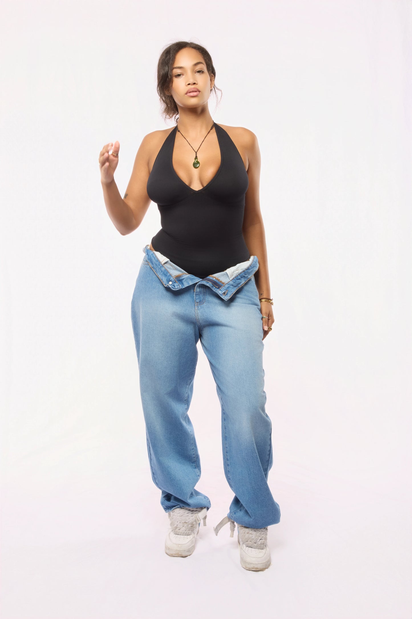 Jean Baggy Femme  Azur