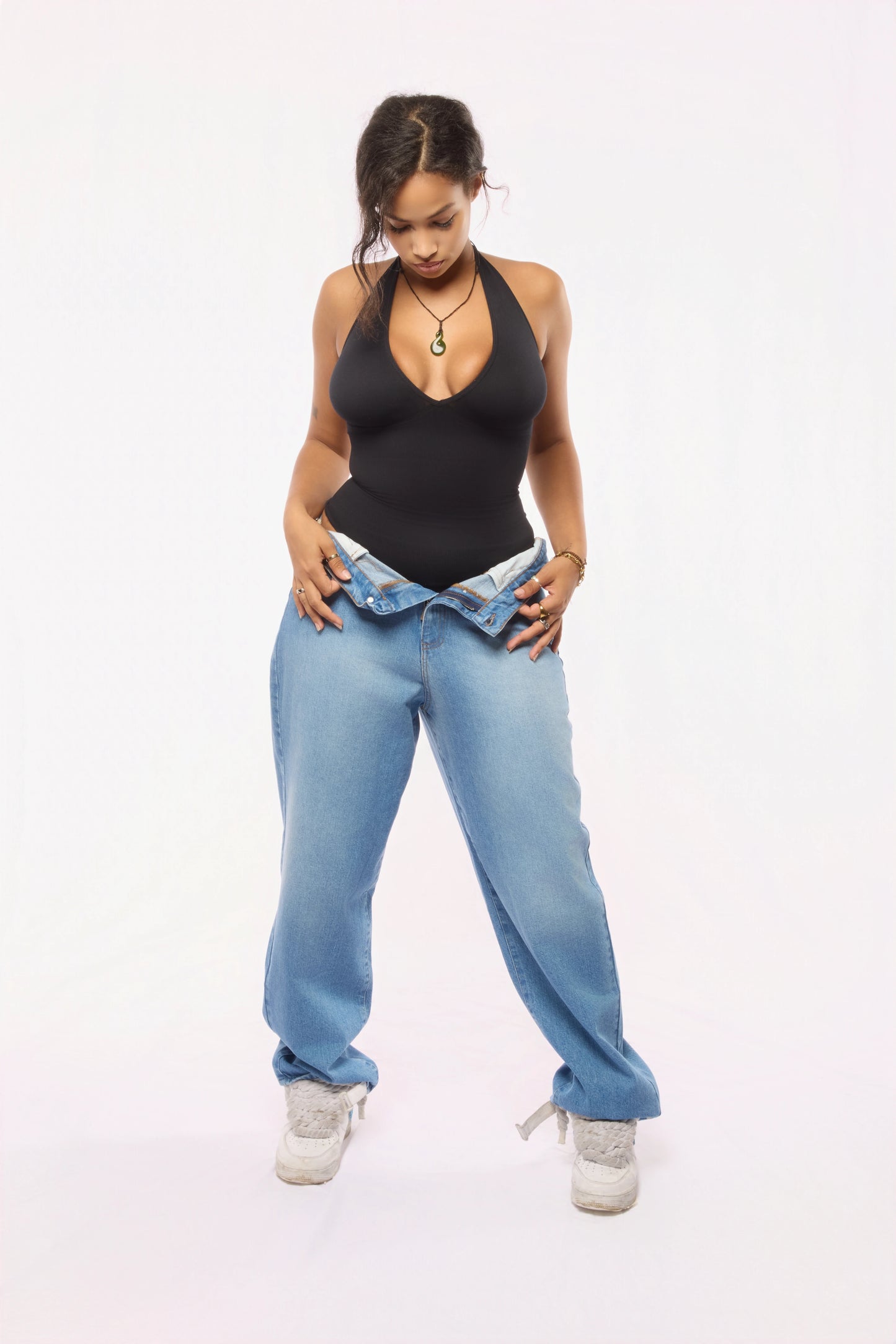 Jean Baggy Femme  Azur