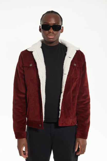 SHERPA BLOUSON VELOURS FOURRÉ BORDEAUX