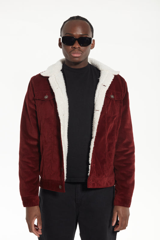 SHERPA BLOUSON VELOURS FOURRÉ BORDEAUX