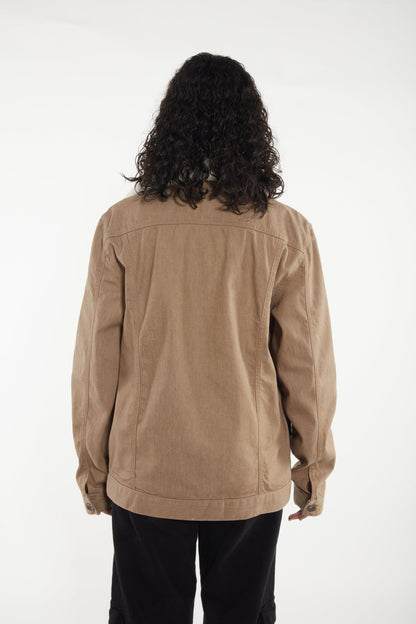 blouson à col denim marron