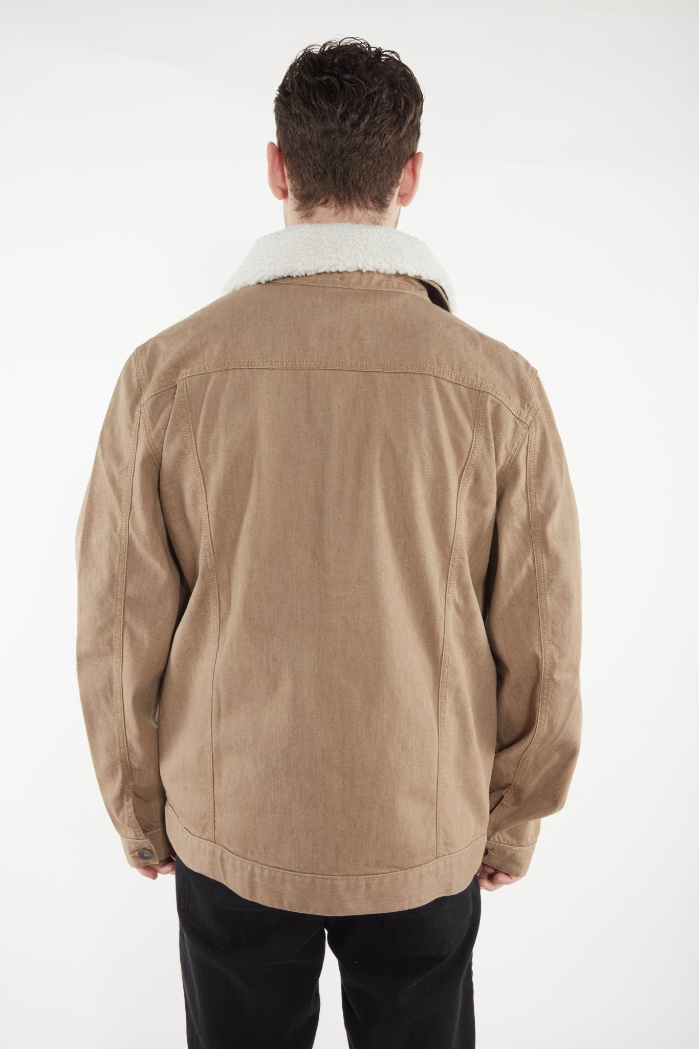 blouson à col denim marron