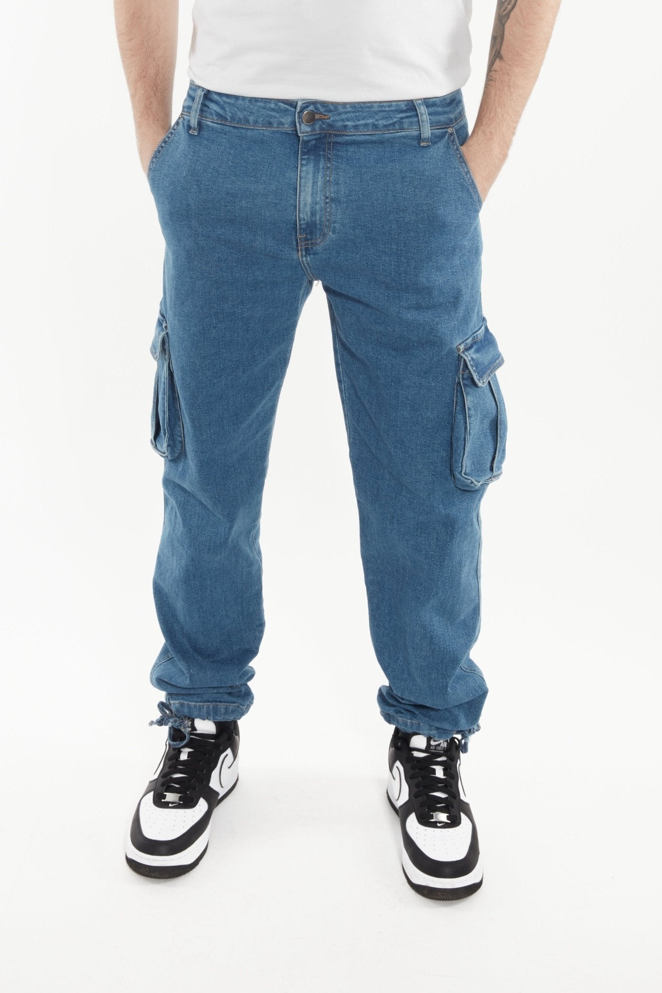 Cargo jean bleu foncé