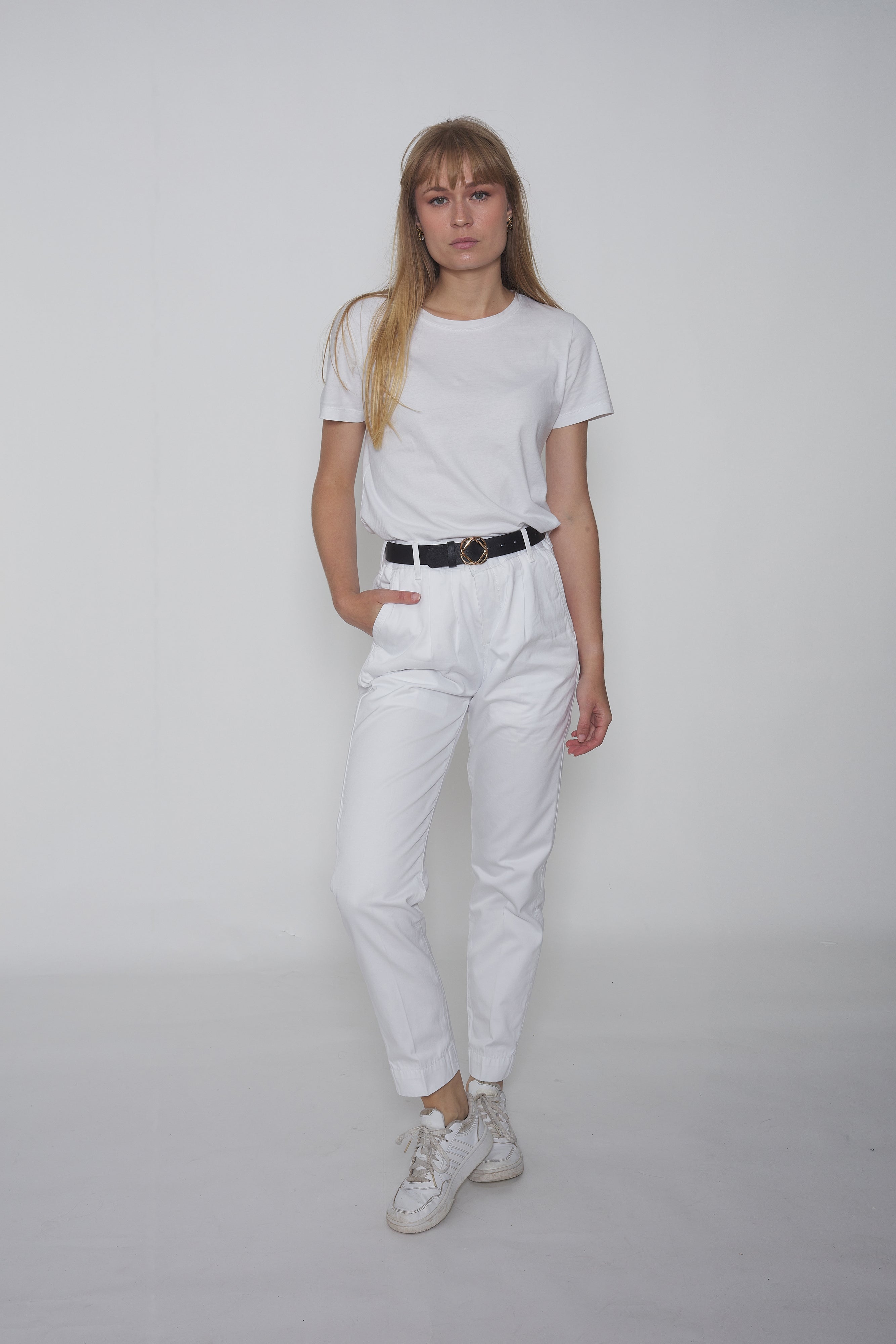 Pantalon à pinces en toile de coton blanc - Jamyas