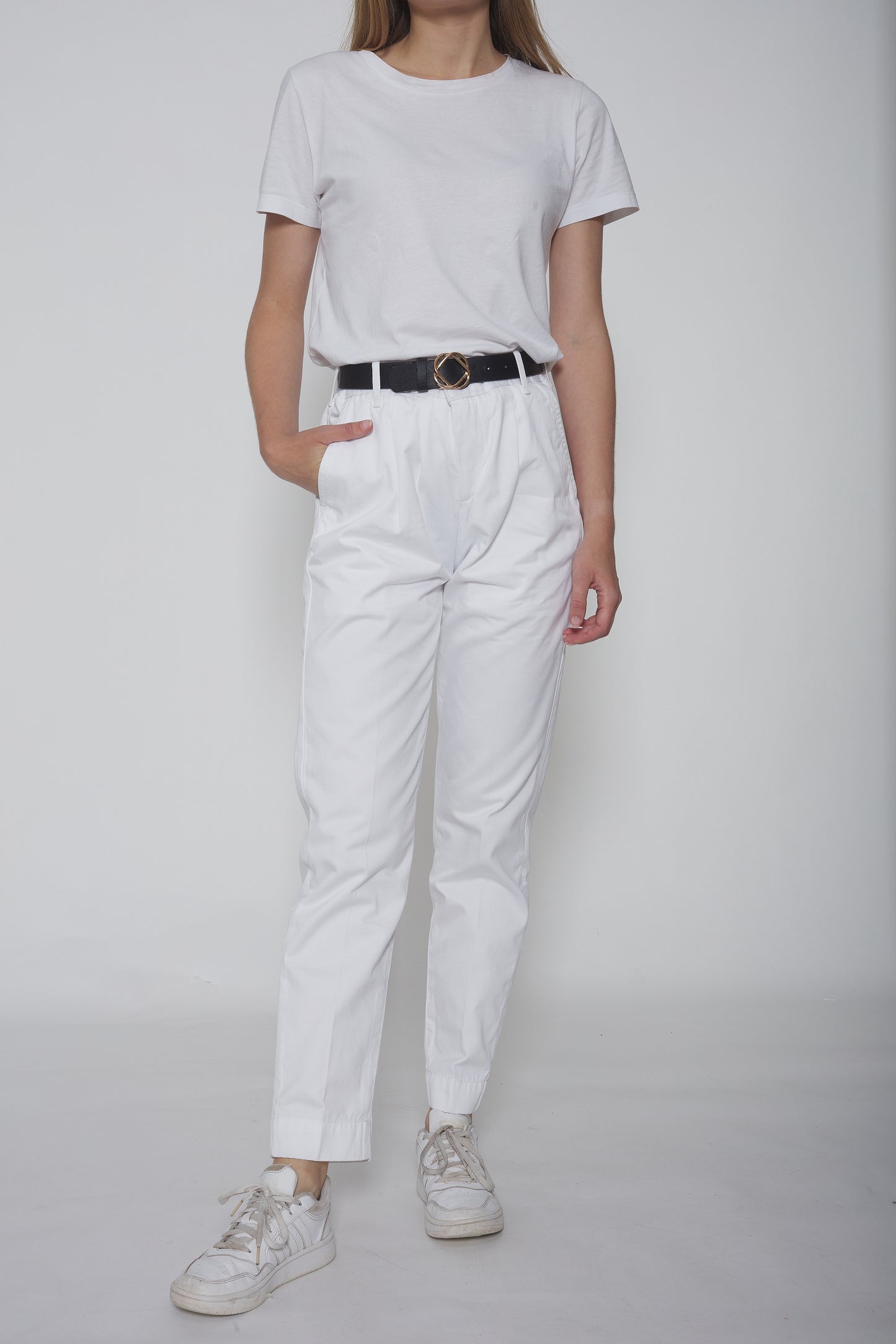 Pantalon à pinces en toile de coton blanc - Jamyas