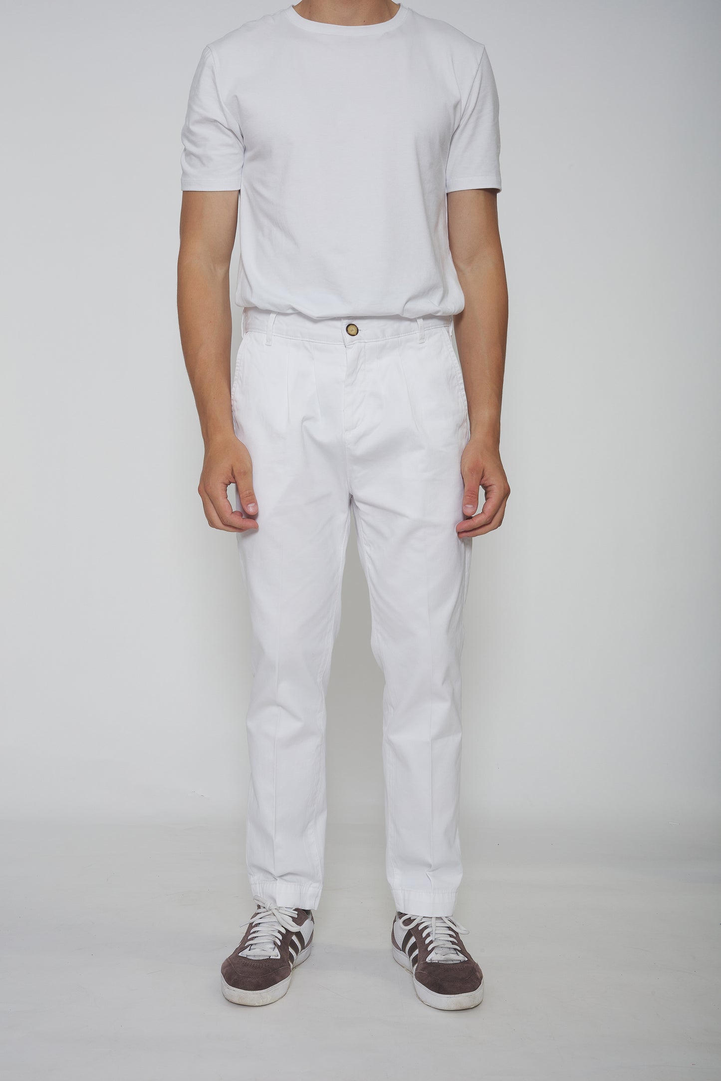 Pantalon à pinces en toile de coton blanc - Jamyas