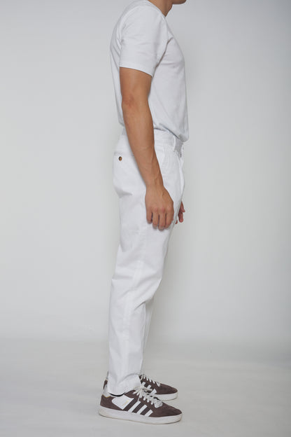 Pantalon à pinces en toile de coton blanc - Jamyas