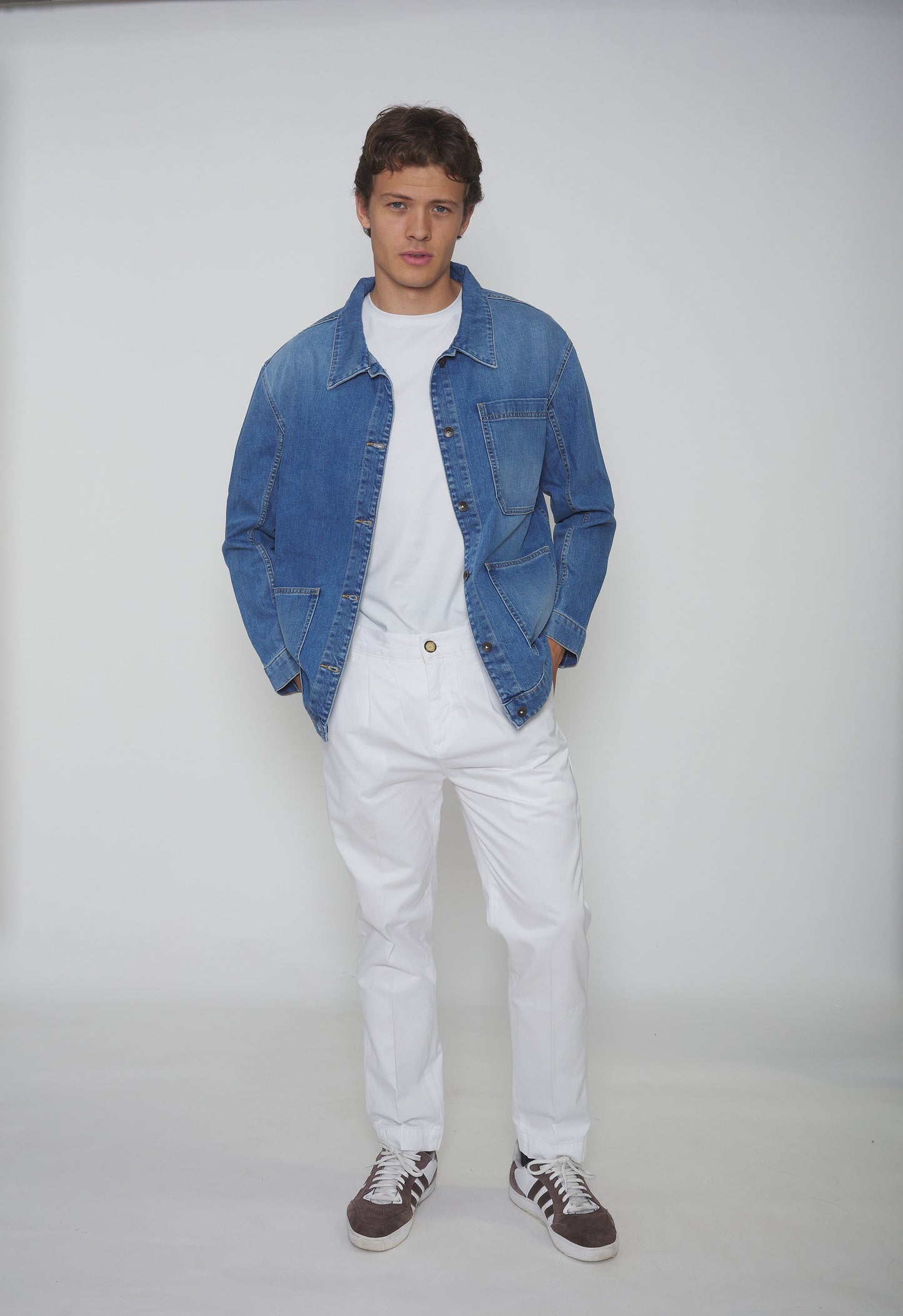 Pantalon à pinces en toile de coton blanc - Jamyas