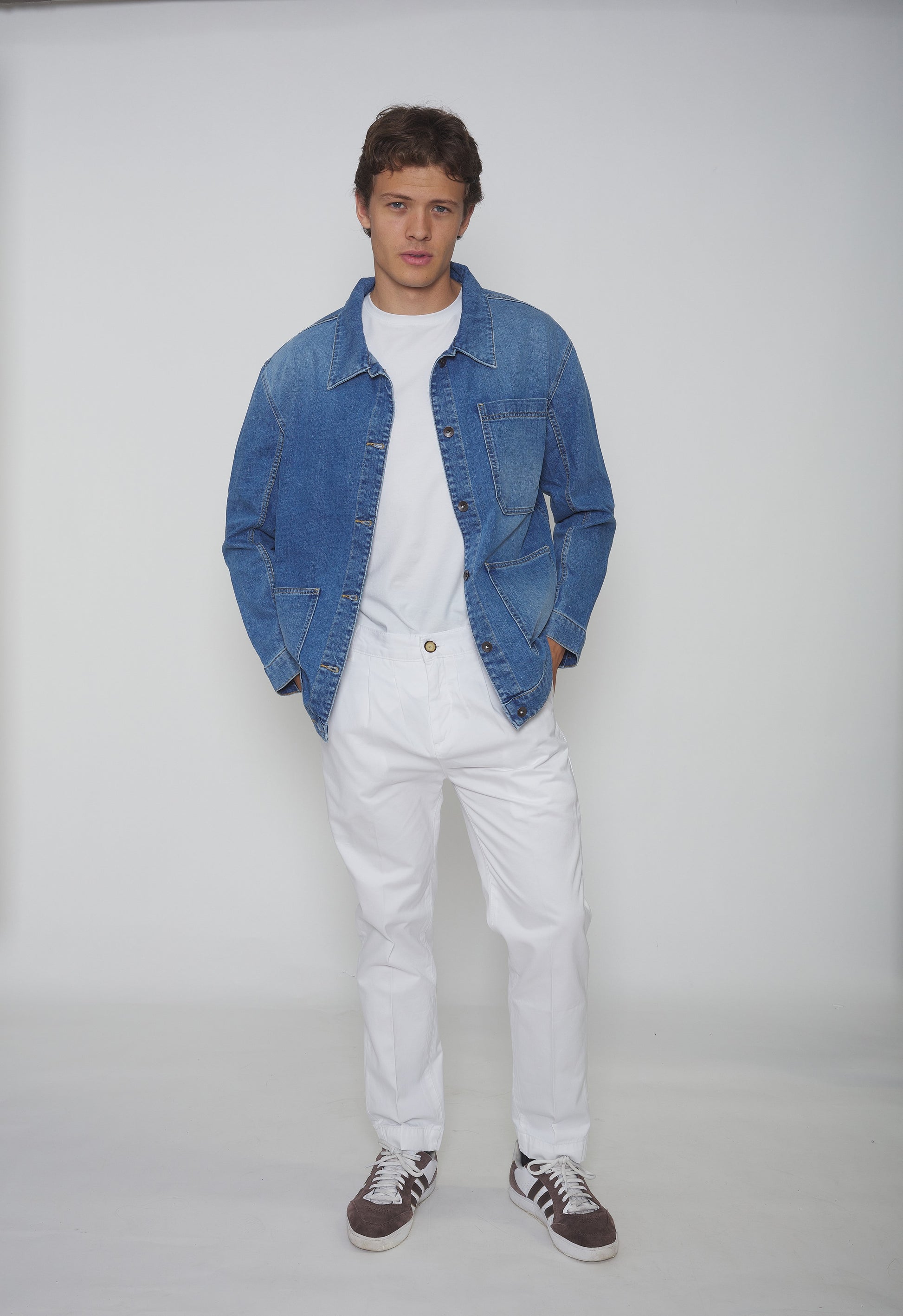 Pantalon à pinces en toile de coton blanc - Jamyas