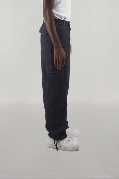 Pantalon tribal en denim, coupe ample et confortable, design inspiré des motifs ethniques, proposé jusqu'à la taille 54 Marque inclusive et éco-responsable, idéal pour toutes les morphologies, associant style tendance et engagement durable