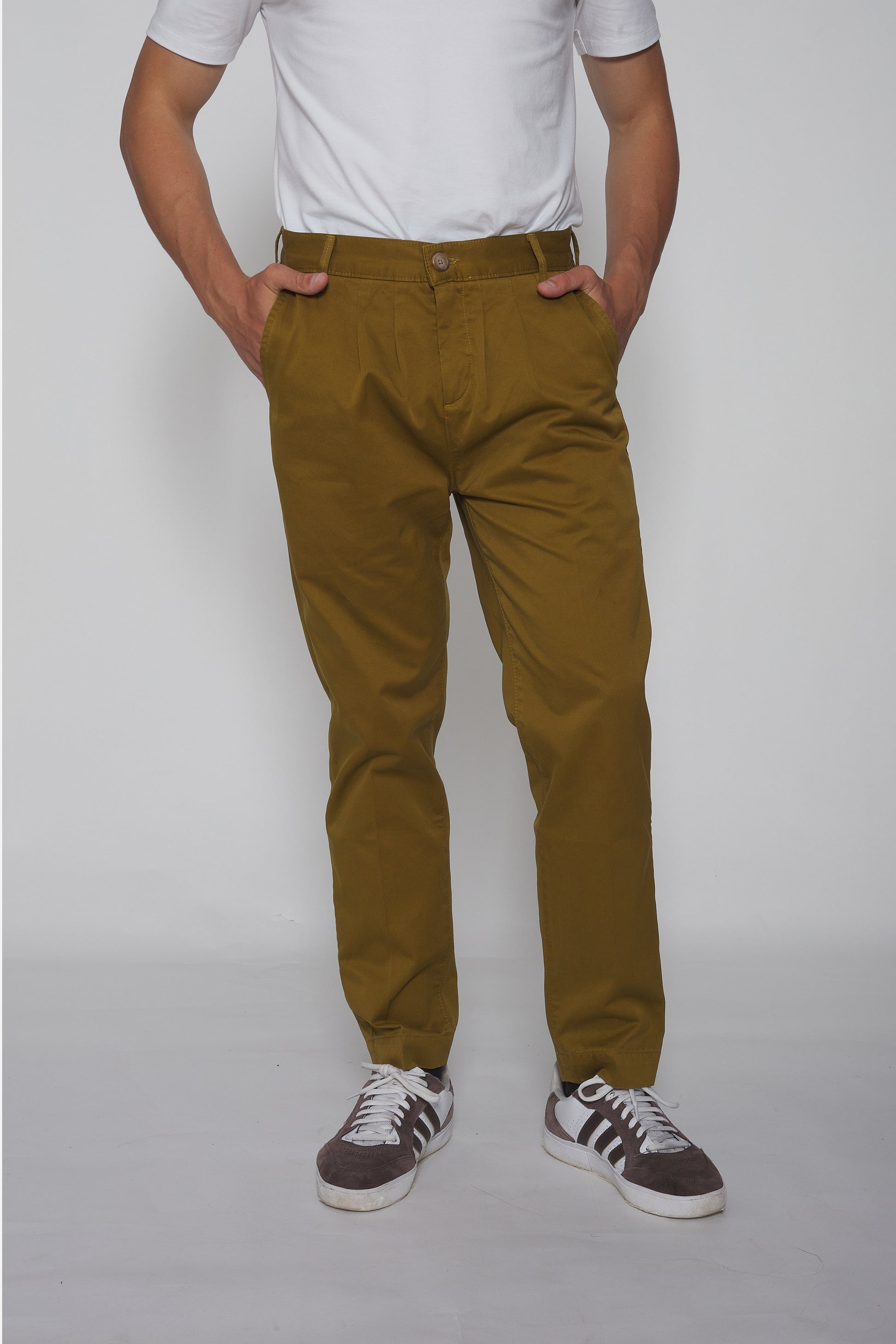 Pantalon chino en toile de coton vert olive - Jamyas