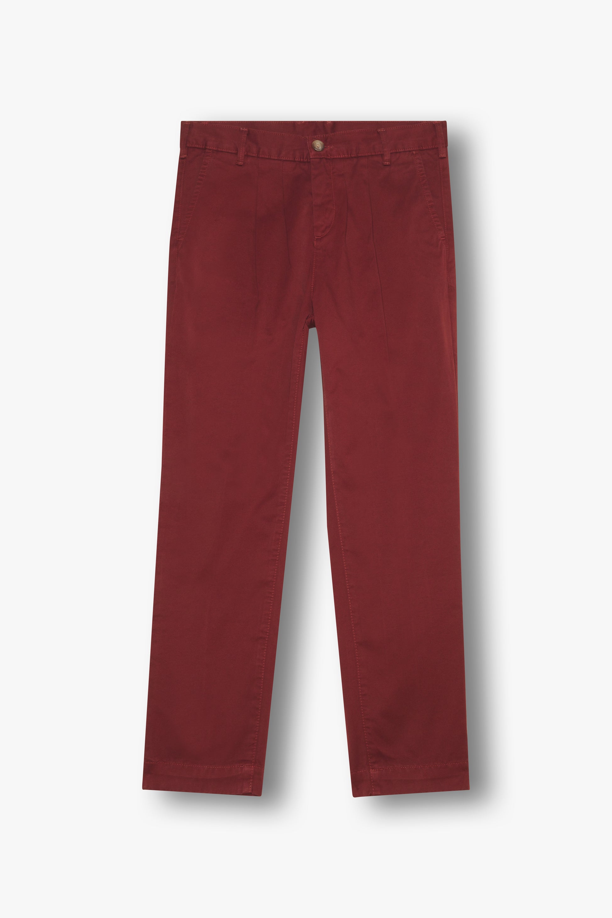 Pantalon chino à pinces bordeaux, coupe élégante et confortable, idéal pour un look casual chic ou formel